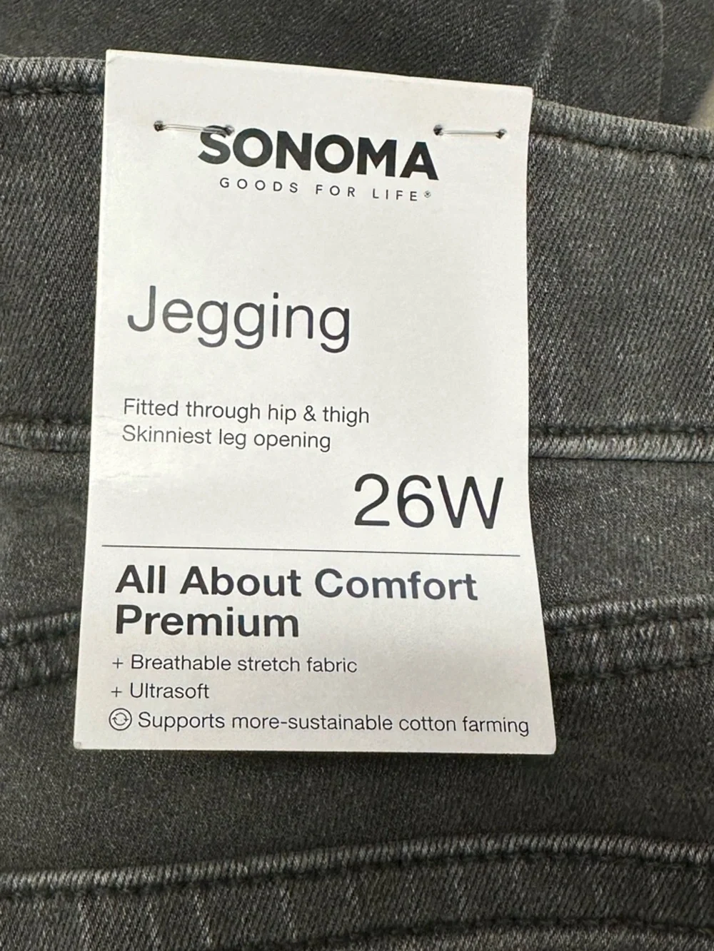 Sonoma Women’s NEW Pull On Faded Black Stretch Skinny Jeans Sz 26 W Leggings